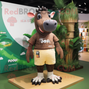 Brown Tapir mascot costume character dressed with a Shorts and Anklets