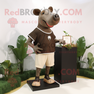Brown Tapir mascot costume character dressed with a Shorts and Anklets