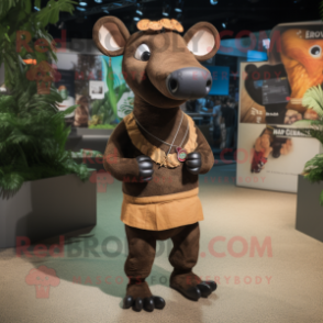 Brown Tapir mascot costume character dressed with a Shorts and Anklets