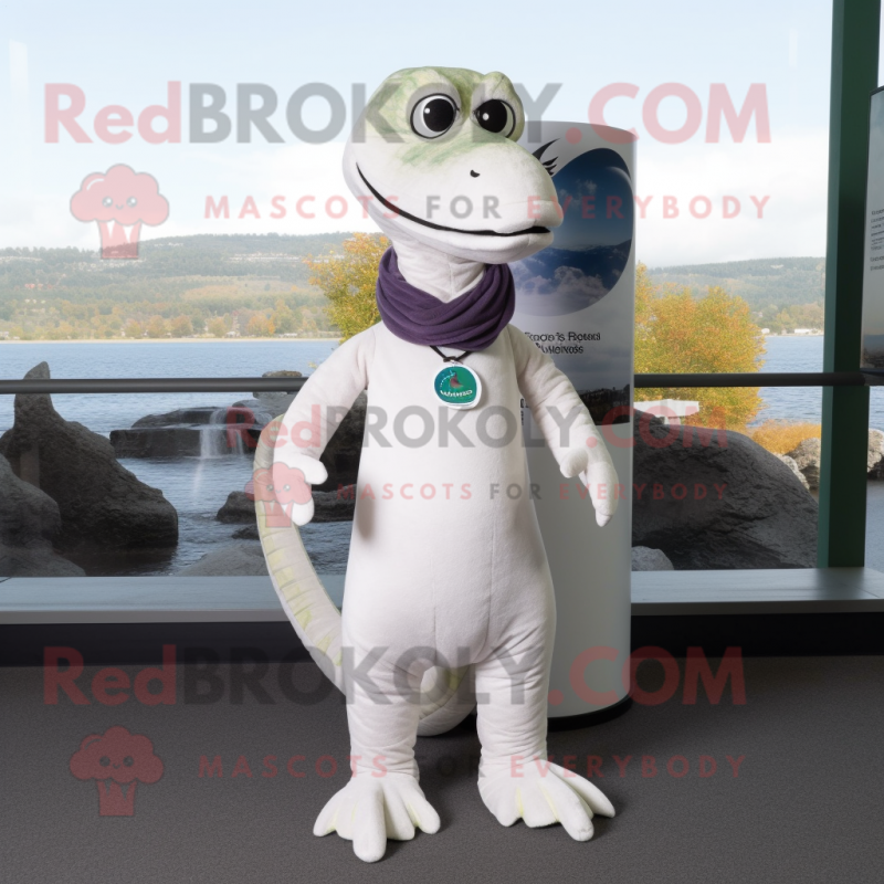 White Loch Ness Monster mascot costume character dressed with a Dress ...