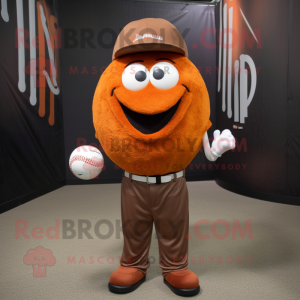 Rust Golf Ball mascot costume character dressed with a V-Neck Tee and Ties