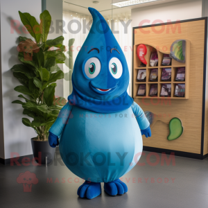 Blue Pear mascot costume character dressed with a Turtleneck and Headbands