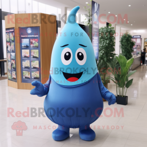 Blue Pear mascot costume character dressed with a Turtleneck and Headbands