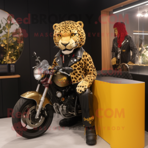 nan Leopard mascot costume character dressed with a Biker Jacket and Watches