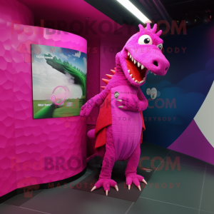 Magenta krokodil mascotte...