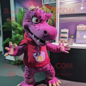 Magenta krokodil mascotte...