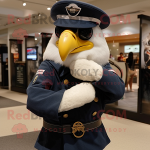 Navy Hawk mascot costume character dressed with a Mini Dress and Caps