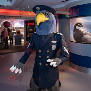 Navy Hawk mascot costume character dressed with a Mini Dress and Caps