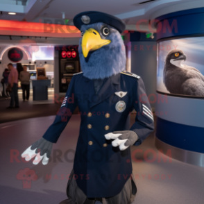 Navy Hawk mascot costume character dressed with a Mini Dress and Caps
