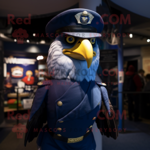 Navy Hawk mascot costume character dressed with a Mini Dress and Caps