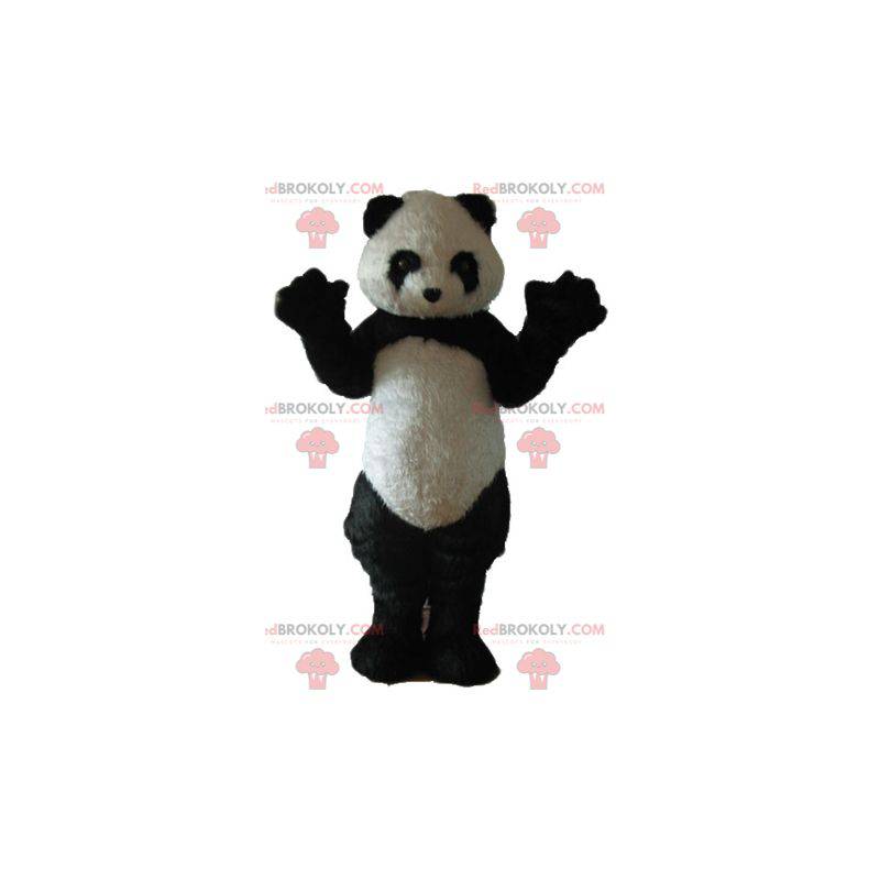 Schwarz-Weiß-Panda-Maskottchen ganz haarig - Redbrokoly.com