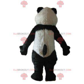 Mascotte de panda noir et blanc tout poilu - Redbrokoly.com