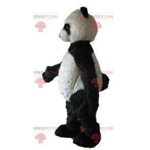 Mascotte de panda noir et blanc tout poilu - Redbrokoly.com