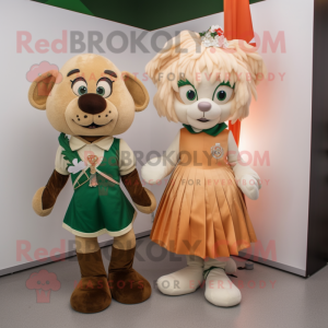 Tan Irish Flag mascot costume character dressed with a Mini Dress and Anklets