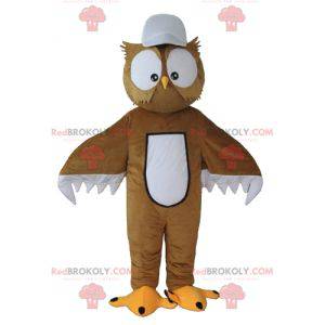 Brown and white owl mascot with big eyes - Redbrokoly.com