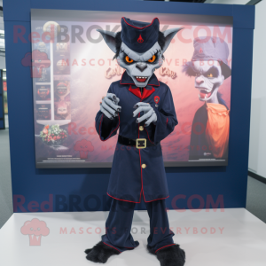 Navy Vampire mascot costume character dressed with a Chinos and Bracelet watches