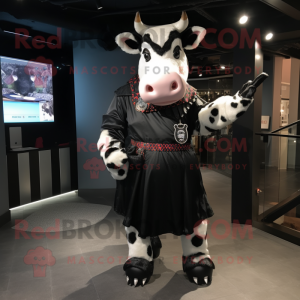 Svart Hereford Cow maskot...