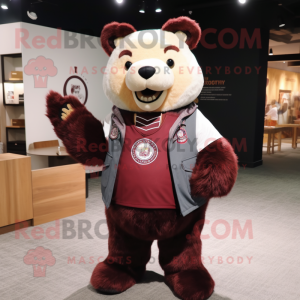 Maroon Bear maskot drakt...