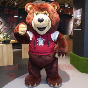 Maroon Bear maskot kostume...