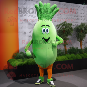 Green Carrot mascot costume character dressed with a Running Shorts and Gloves