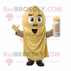 Gold Falafel mascot costume character dressed with a Sweatshirt and Scarf clips