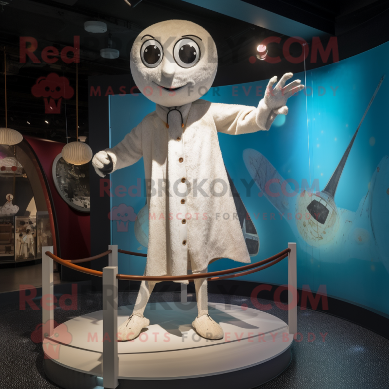White Trapeze Artist mascot costume character dressed with a Playsuit and Shawls White Trapeze Artist mascot costume character dressed with a Playsuit and Shawls
