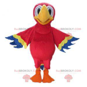 Obří červený žlutý a modrý papoušek maskot - Redbrokoly.com