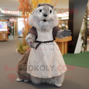 Gray Marmot mascot costume character dressed with a Dress and Cummerbunds