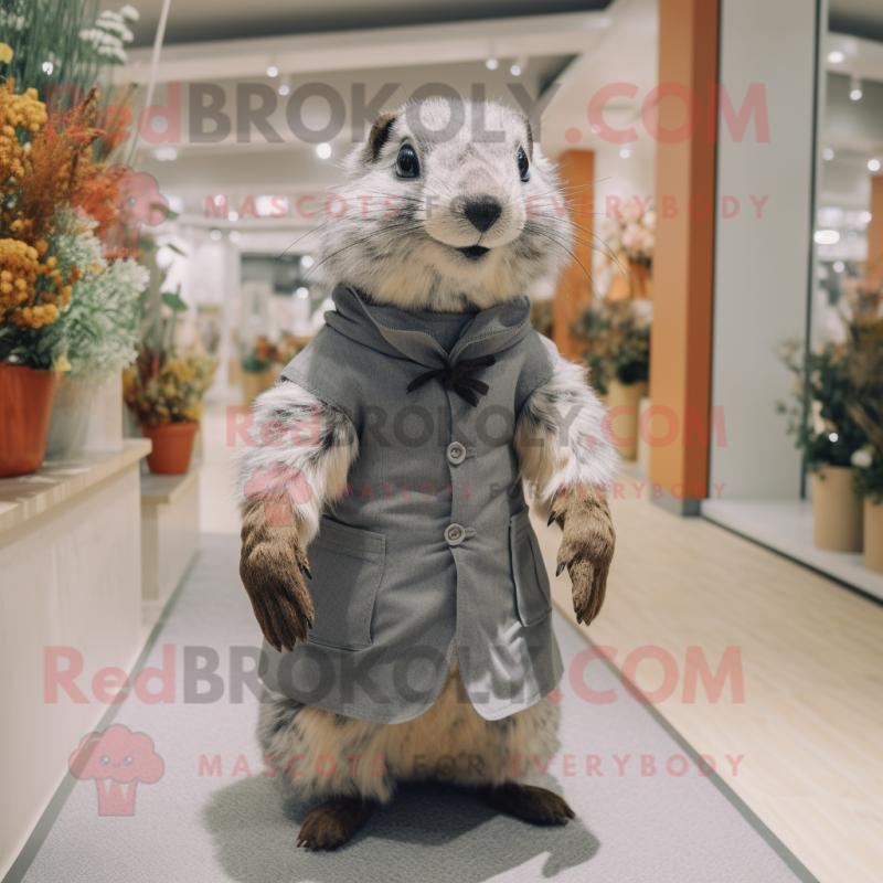 Gray Marmot mascot costume character dressed with a Dress and Cummerbunds Gray Marmot mascot costume character dressed with a Dress and Cummerbunds