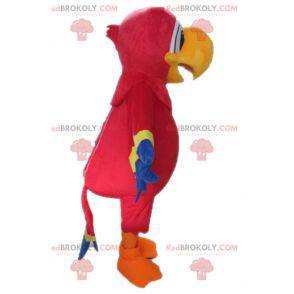Obří červený žlutý a modrý papoušek maskot - Redbrokoly.com