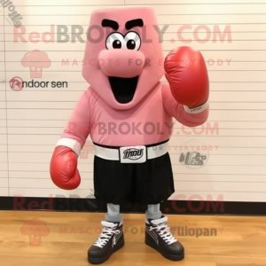 Pink Boxing Glove mascot costume character dressed with a Jacket and Shoe clips