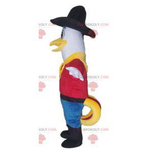 Mascotte de mouette de pigeon en tenue de cow-boy -
