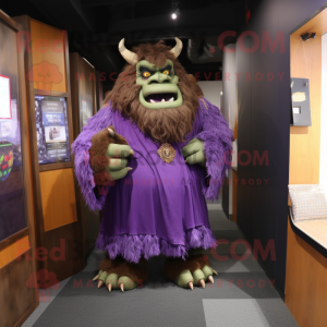 Purple Ogre maskot kostym...