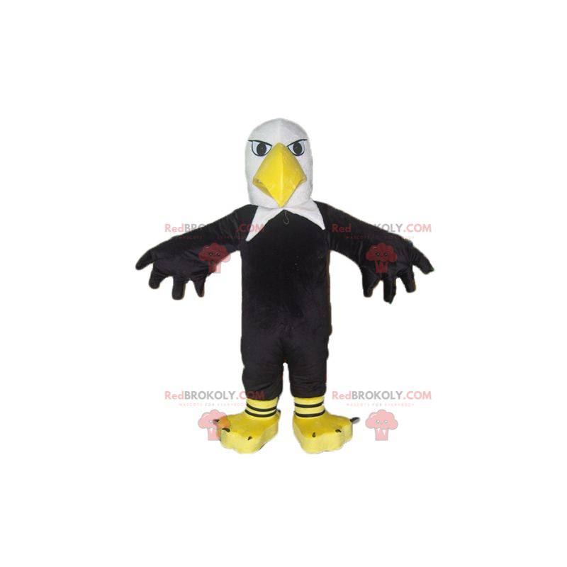 Mascota águila gigante negra, blanca y amarilla - Redbrokoly.com
