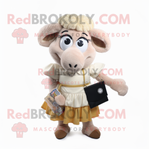 Beige Ram maskot kostume...