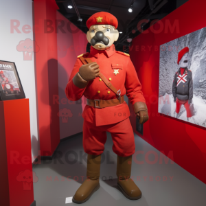 Red Army Soldier mascot costume character dressed with a Leggings and Brooches