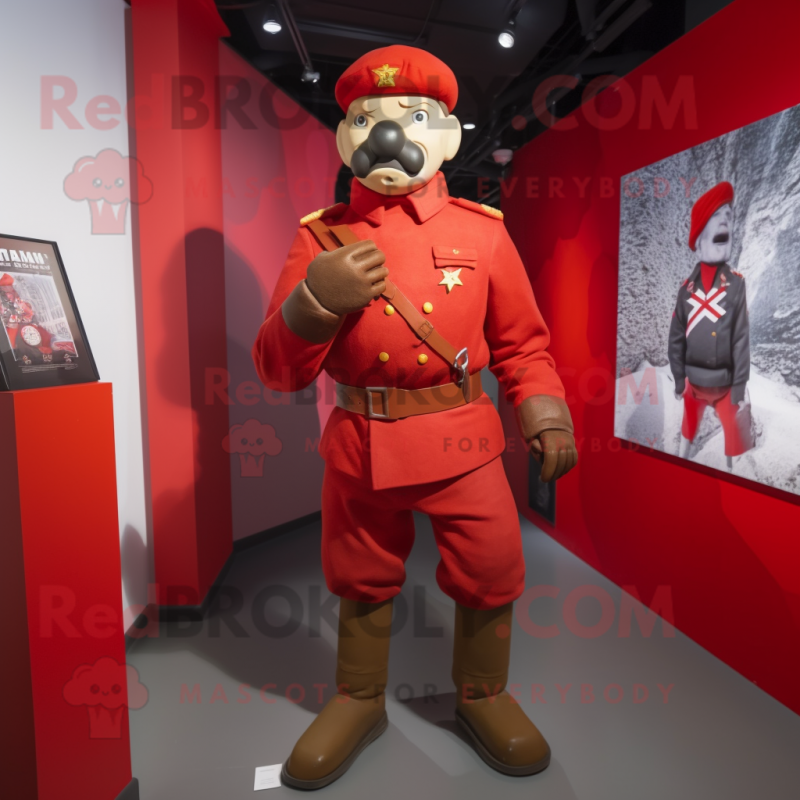 Red Army Soldier mascot costume character dressed with a Leggings and Brooches