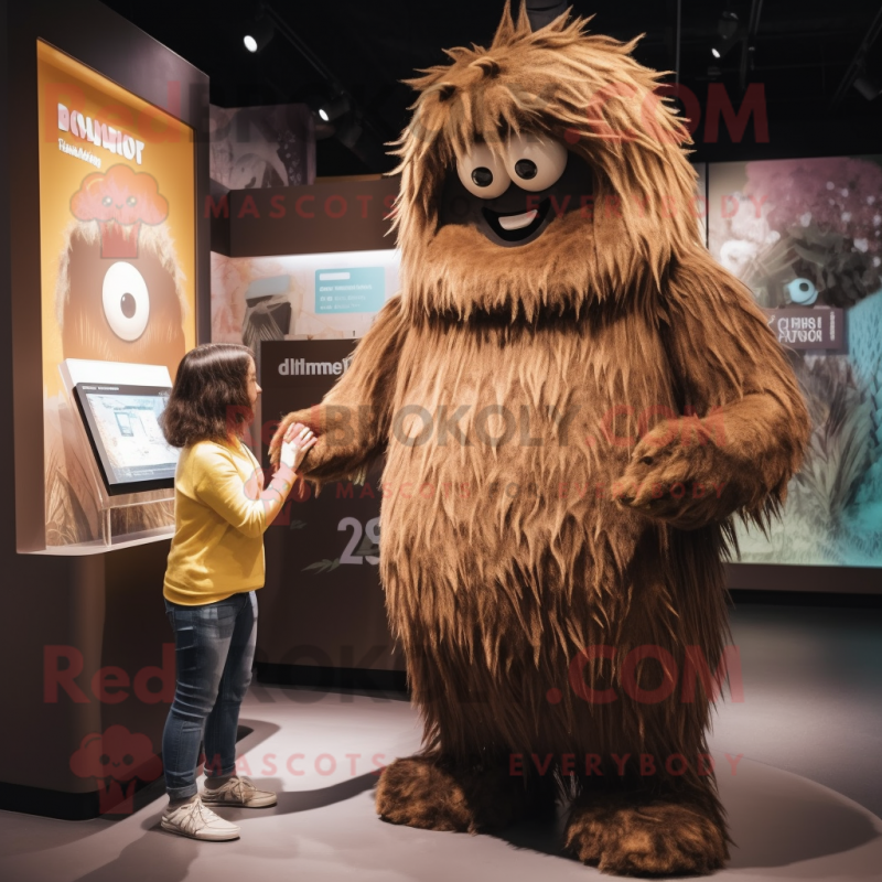 Brown Ice mascot costume character dressed with a Romper and Hairpins Brown Ice mascot costume character dressed with a Romper and Hairpins