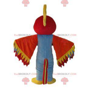 Multicolored bird mascot with feathers on the head -