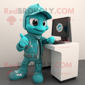 Teal Computer mascotte...