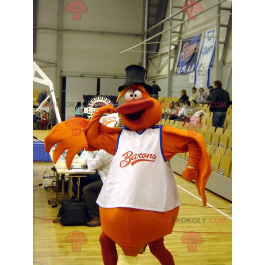 Mascote pássaro laranja boneco de neve - Redbrokoly.com