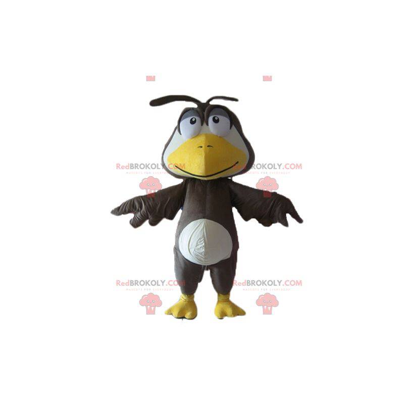 Mascotte grote zwart-wit en geel babyvogel - Redbrokoly.com