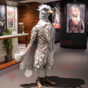 Silver Pheasant mascot costume character dressed with a Jacket and Cummerbunds