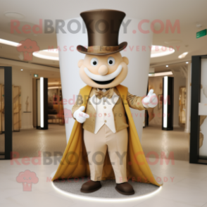Beige Ring Master mascot costume character dressed with a Waistcoat and Earrings