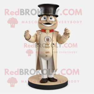 Beige Ring Master mascot costume character dressed with a Waistcoat and Earrings