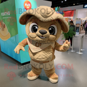 Tan Tacos mascot costume character dressed with a Romper and Foot pads