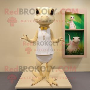 Beige Geckos maskot kostume...