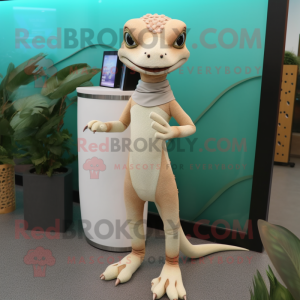 Beige Geckos maskot kostume...