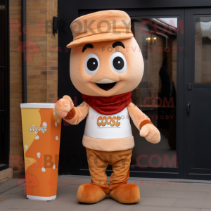 Rust Pop Corn mascot costume character dressed with a Chinos and Scarves