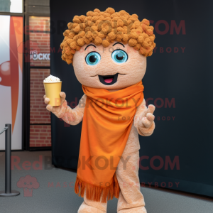 Rust Pop Corn mascot costume character dressed with a Chinos and Scarves